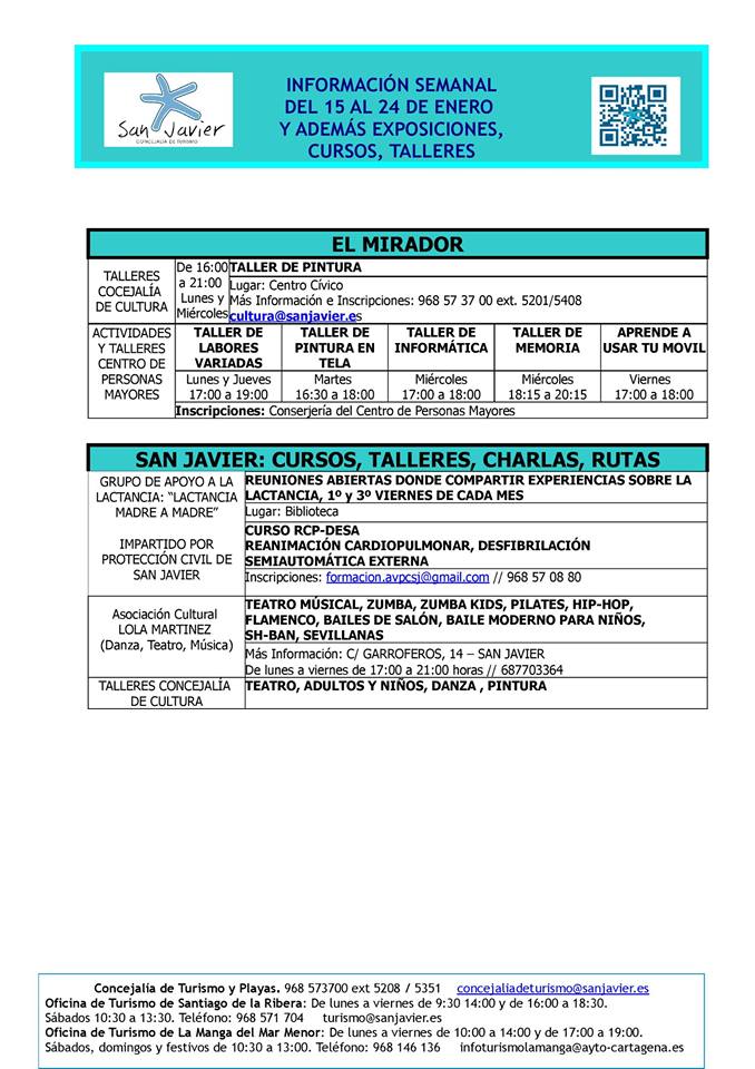 Información de actividades del 15 al 24 de enero 2016