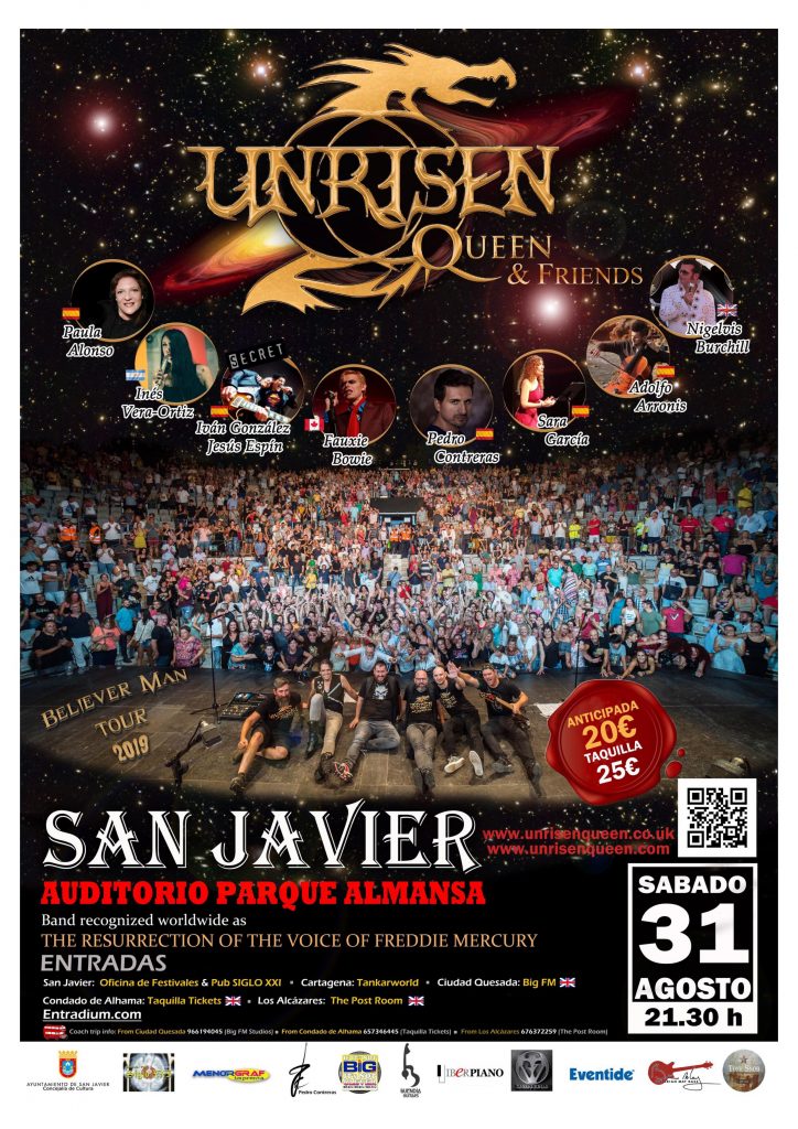 Auncio del concierto de unrisen queen and friends