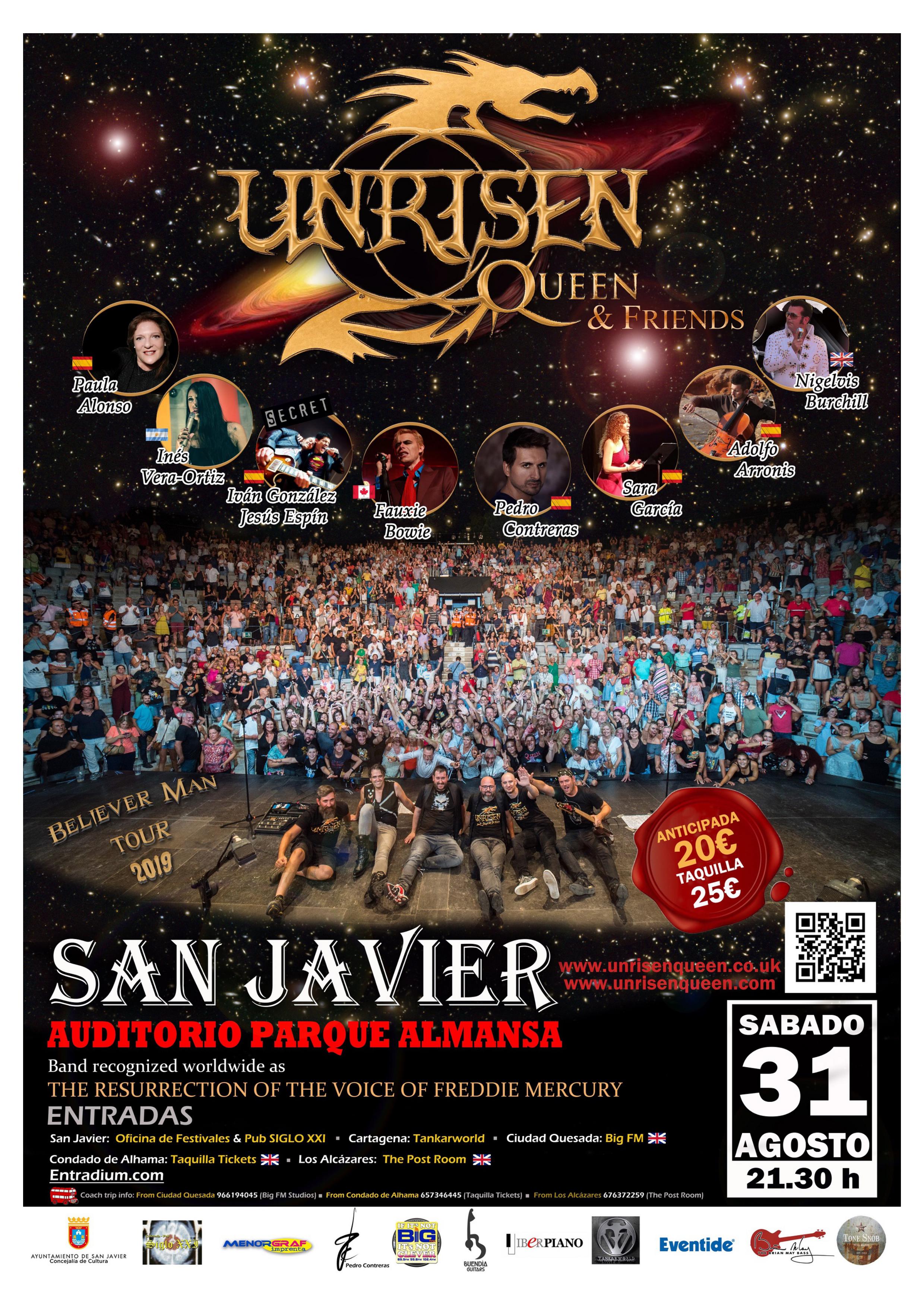 Auncio del concierto de unrisen queen and friends