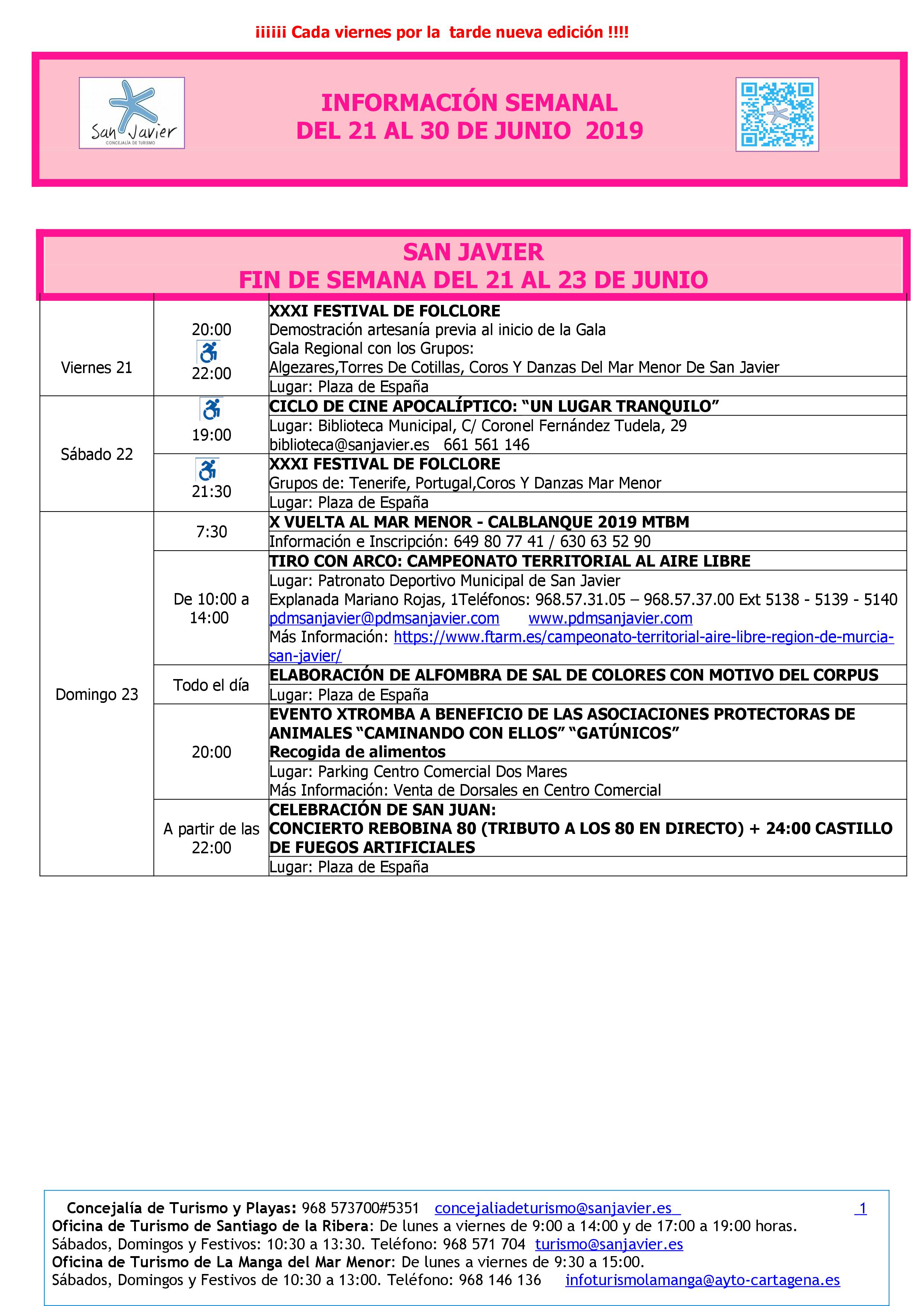 San javier del 21 al 30 fr junio 2019